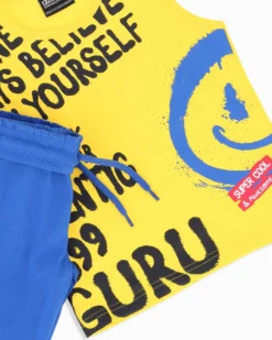 GURU - Completo smanicato bambino 3-7 anni giallo in cotone
