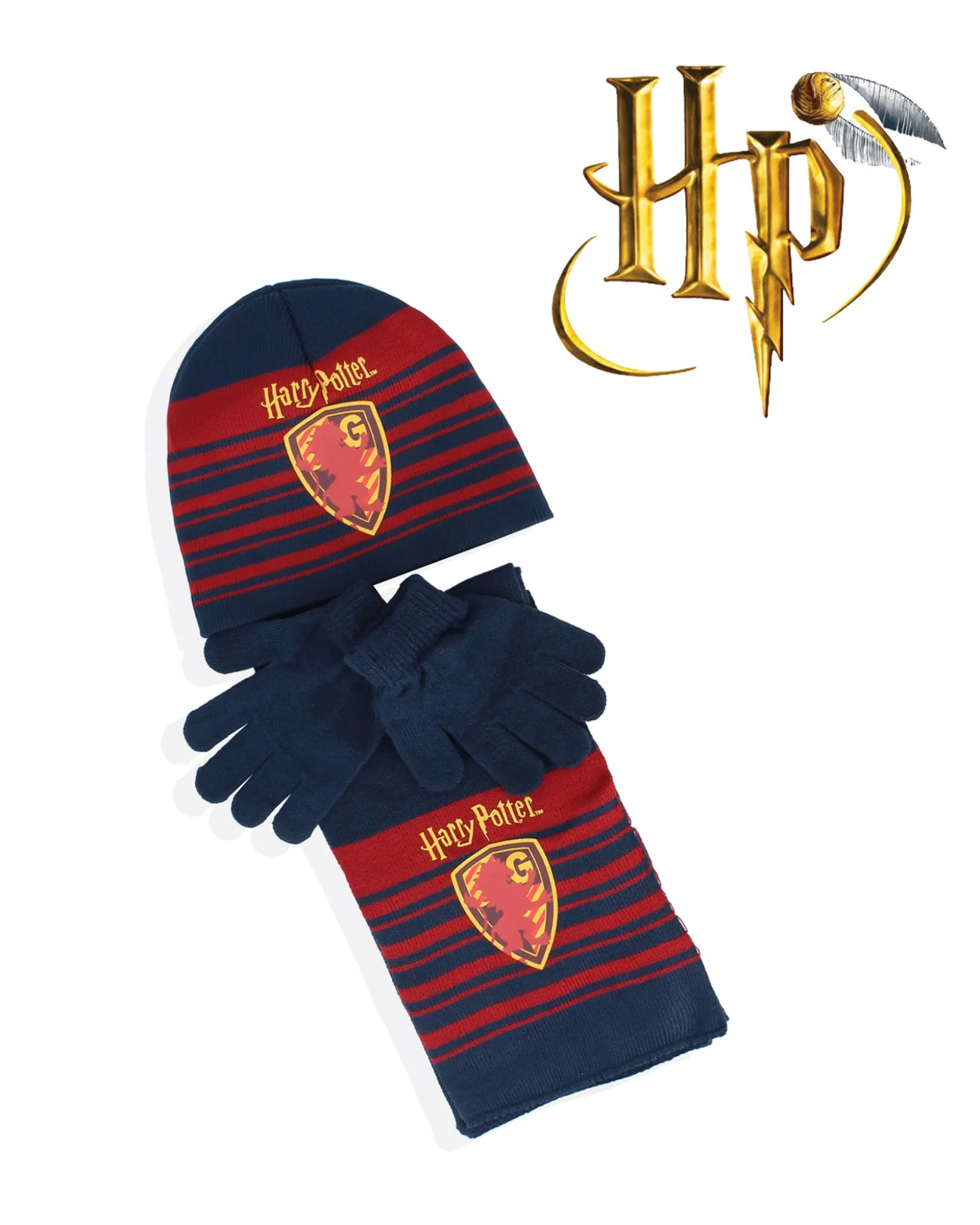 HARRY POTTER - Completo da bimbi con cappello, sciarpe e guanti grifondoro