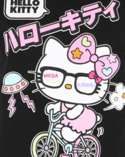 HELLO KITTY - Tshirt manica corta nera in cotone da donna