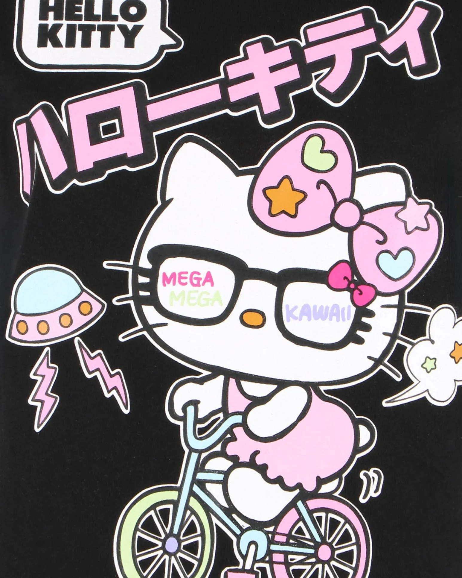 HELLO KITTY - Tshirt manica corta nera in cotone da donna