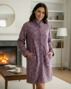 INFIORE - VESTAGLIA HAPPY BEAR CON BOTTONI LILLA  DA DONNA