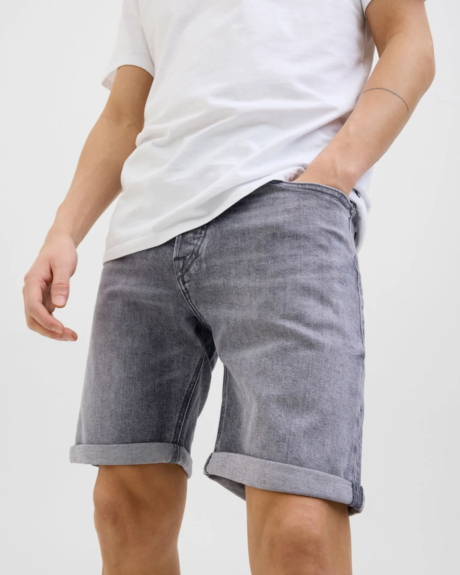 JACK&JONES - Bermuda di jeans Rick original grigio denim