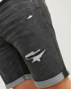 JACK&JONES - Bermuda in jeans neri con strappi