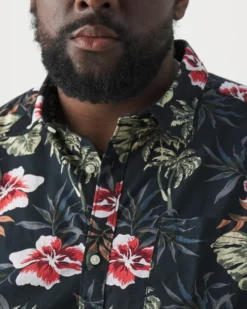 JACK&JONES - Camicia blu stile hawaiano manica corta