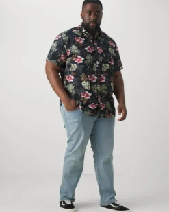 JACK&JONES - Camicia blu stile hawaiano manica corta