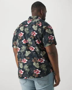 JACK&JONES - Camicia blu stile hawaiano manica corta