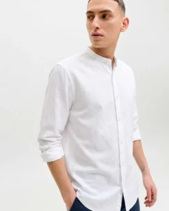 JACK & JONES -CAMICIA MANICA LUNGA BIANCA DA UOMO