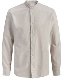 JACK & JONES -CAMICIA MANICA LUNGA BEIGE DA UOMO