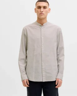 JACK & JONES -CAMICIA MANICA LUNGA BEIGE DA UOMO