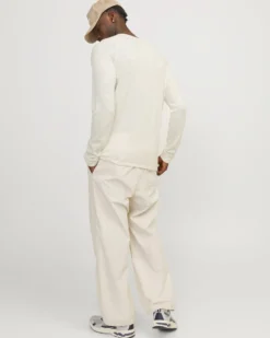 JACK & JONES - MAGLIA GIROCOLLO BIANCA A MANICA LUNGA