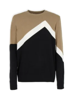 JACK&JONES - MAGLIA PULLOVER MANICHE LUNGHE BEIGE E NERO