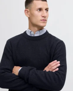 JACK&JONES - MAGLIONE GIROCOLLO BLU  DA UOMO
