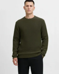 JACK&JONES - MAGLIONE GIROCOLLO VERDE DA UOMO
