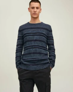 JACK&JONES - MAGLIONE UOMO A GIROCOLLO BLU