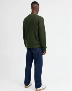 JACK&JONES - PULLOVER GIROCOLLO VERDE DA UOMO