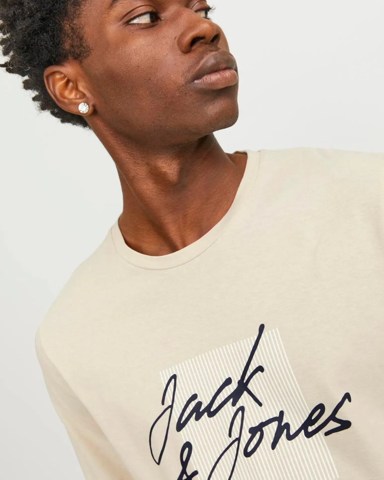 JACK&JONES T-SHIRT BEIGE DA UOMO IN COTONE