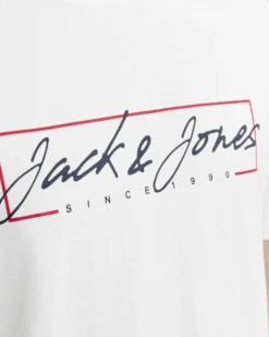 JACK&JONES  T-SHIRT BIANCA DA UOMO IN COTONE