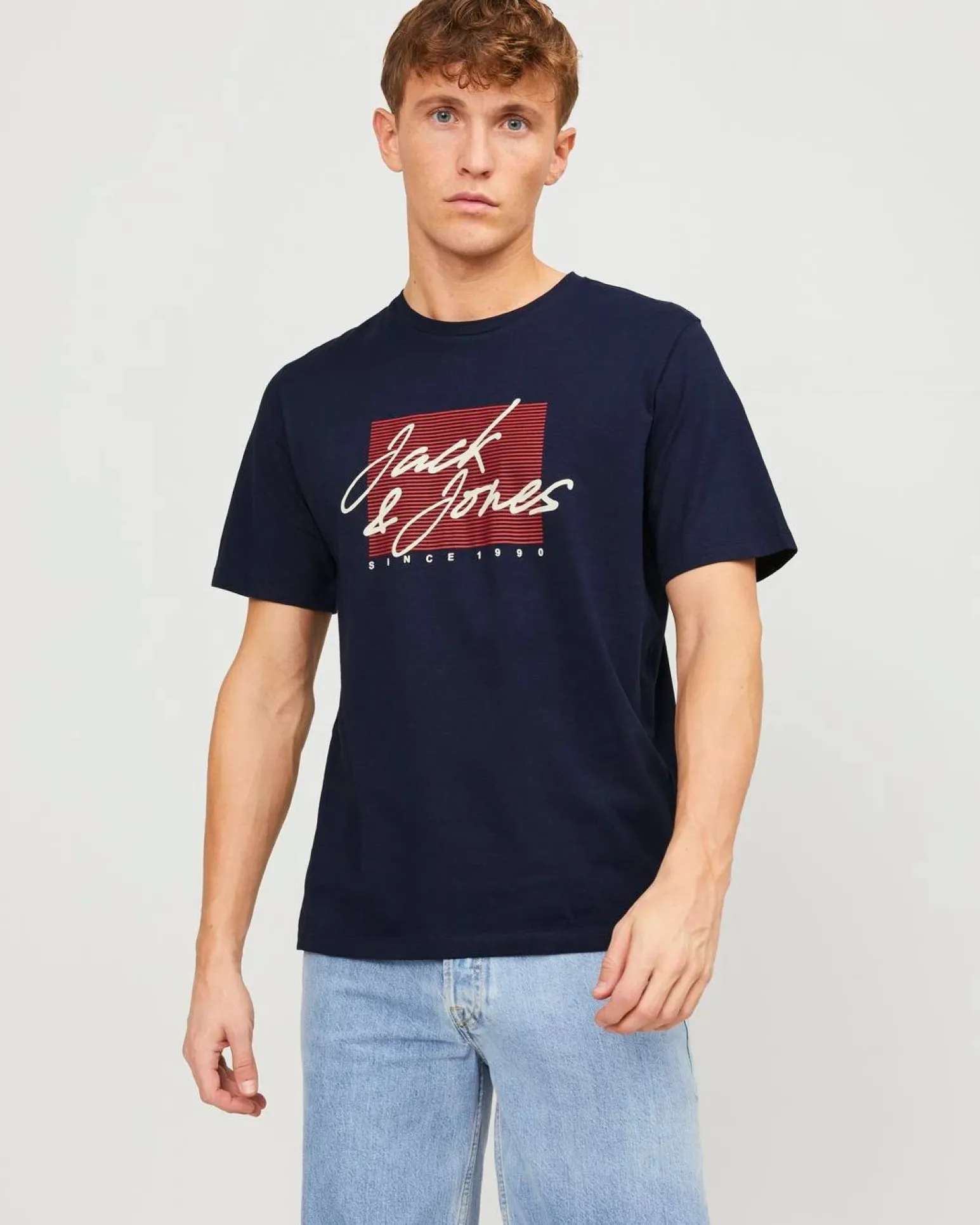 JACK&JONES T-SHIRT BLU DA UOMO IN COTONE