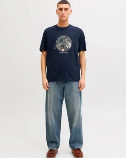 JACK&JONES - Tshirt manica corta honolulu blu con stampa