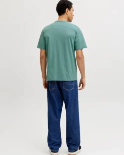 JACK&JONES - Tshirt manica corta college verde salvia con logo