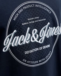 JACK&JONES - Tshirt manica corta college blu con logo