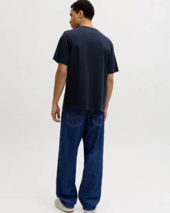 JACK&JONES - Tshirt manica corta college blu con logo