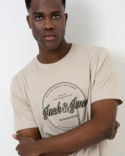 JACK & JONES - TSHIRT MANICA CORTA BEIGE DA UOMO