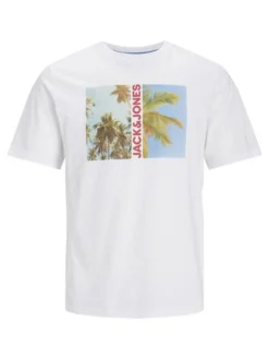 JACK&JONES - T-SHIRT MEZZA MANICA BIANCA DA UOMO IN COTONE