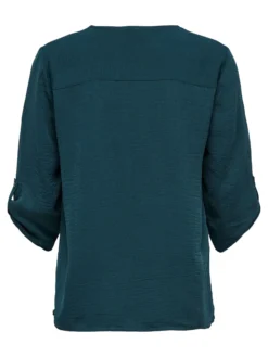 JACQUELINE de YONG - CAMICIA DONNA PETROLIO CON SCOLLO A V