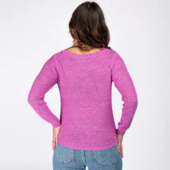 JACQUELINE de YONG - MAGLIA DONNA PULLOVER DI FILO FUXIA
