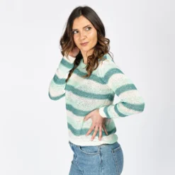 JACQUELINE de YONG - MAGLIA PULLOVER DI FILO A RIGHE MENTA