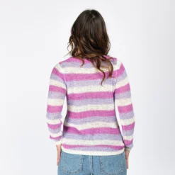 JACQUELINE de YONG - MAGLIA PULLOVER DI FILO A RIGHE ROSA E BIANCO