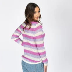 JACQUELINE de YONG - MAGLIA PULLOVER DI FILO A RIGHE ROSA E BIANCO