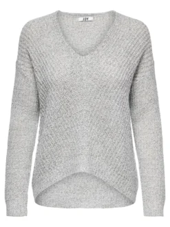 JACQUELINE DE YONG - MAGLIONE A MAGLIA DONNA GRIGIO CHIARO