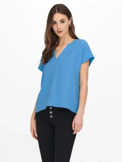 JACQUELINE DE YONG - TSHIRT MEZZA MANICA CELESTE DA DONNA