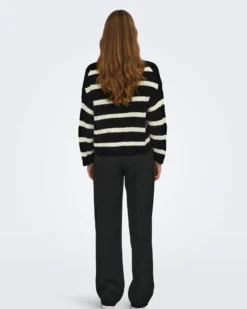 JACQUELINE - MAGLIA PULLOVER A RIGHE BEIGE E BIANCO