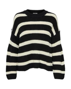 JACQUELINE - MAGLIA PULLOVER A RIGHE NERO E BIANCO