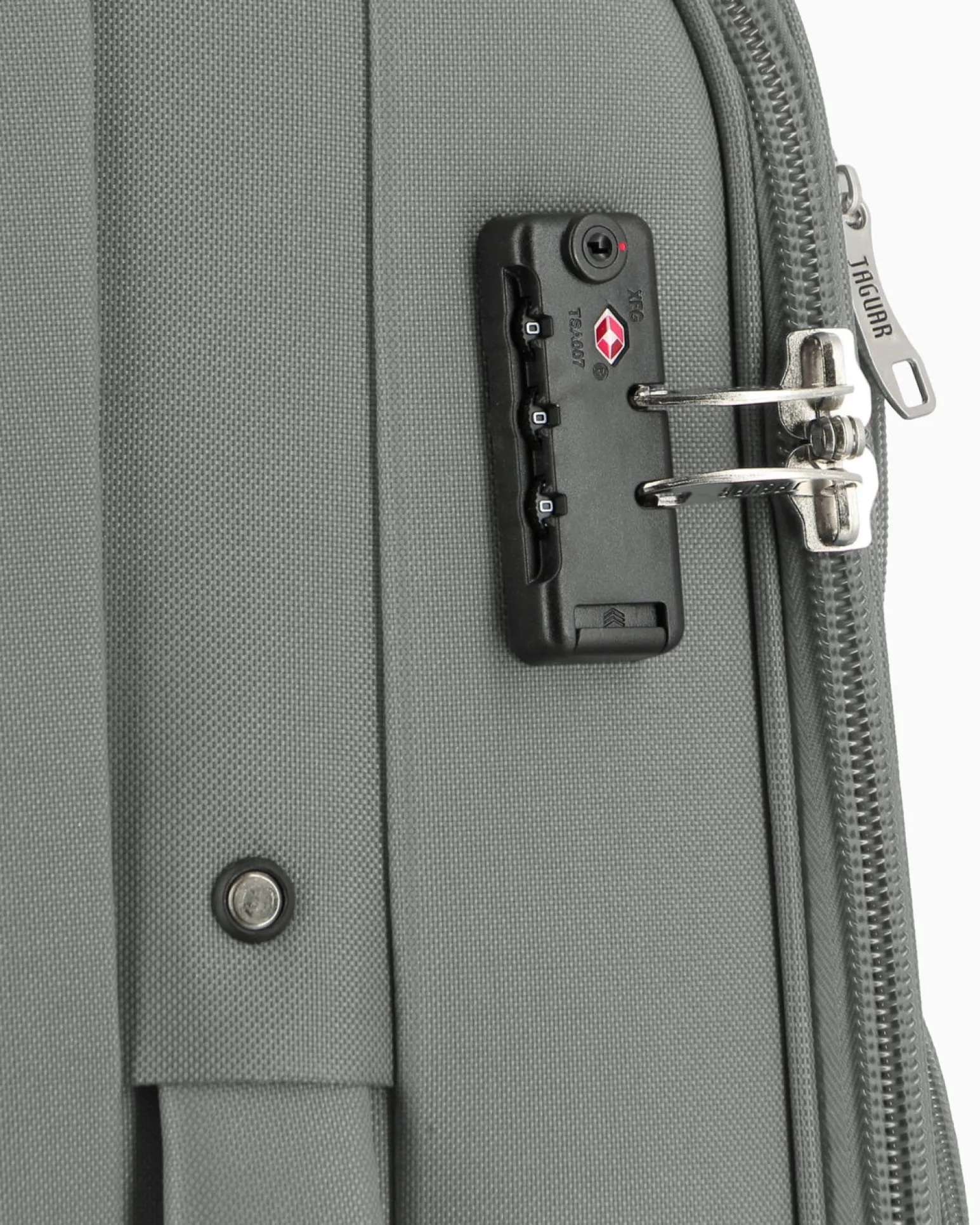 JAGUAR - TROLLEY GRIGIO IN TESSUTO CON DOPPIA TASCA FRONTALE, COMBINAZIONE TSA E 4 RUOTE