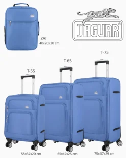 JAGUAR - TROLLEY JEANS IN TESSUTO CON DOPPIA TASCA FRONTALE, COMBINAZIONE TSA E 4 RUOTE