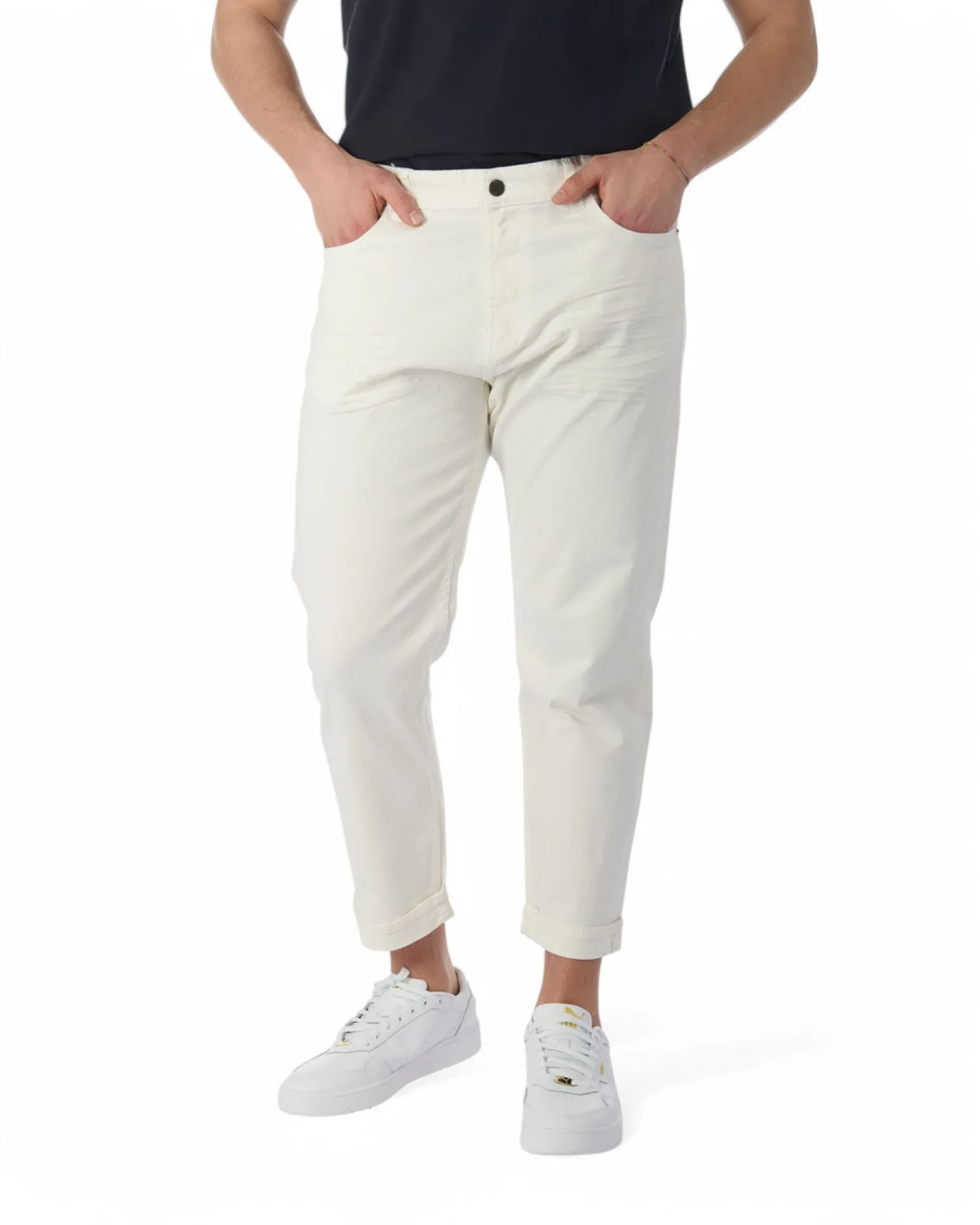 JEANS 5 TASCHE RELAX BIANCO
