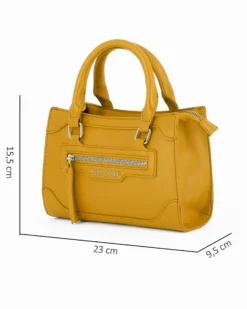 JUST GOLF - Borsa a mano gialla con tasca frontale, tracolla removibile