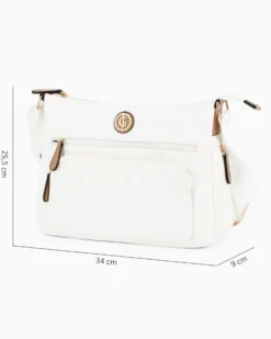 JUST GOLF - Borsa bianca con doppia tasca frontale, manico regolabile e cerniera ad espansione
