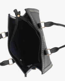 JUST GOLF - Borsa due manici nera/grigia con borchie e tracolla removibile