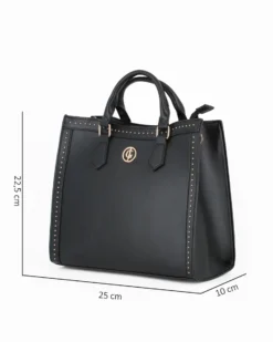 JUST GOLF - Borsa due manici nera con borchie e tracolla removibile