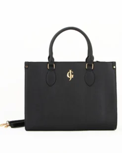 JUST GOLF - Borsa due manici nera con stampa sigle colorate e tracolla removibile