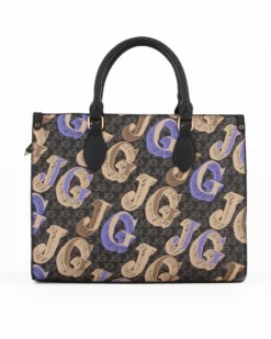 JUST GOLF - Borsa due manici nera con stampa sigle colorate e tracolla removibile
