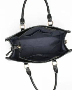 JUST GOLF - Borsa due manici nera con stampa sigle colorate e tracolla removibile