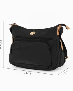 JUST GOLF - Borsa nera con doppia tasca frontale, manico regolabile e cerniera ad espansione