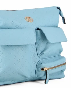 JUST GOLF - Tracolla azzurra loggata con con tre tasche frontali