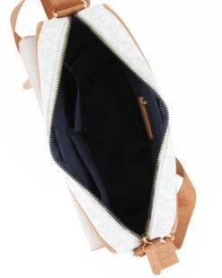 JUST GOLF - Tracolla beige loggata con tasca frontale e pattina con logo